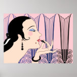Eve, Art Deco Lady in Pink and Blue
