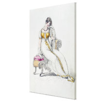 Evening dress or wedding dress, fashion plate from canvas prints