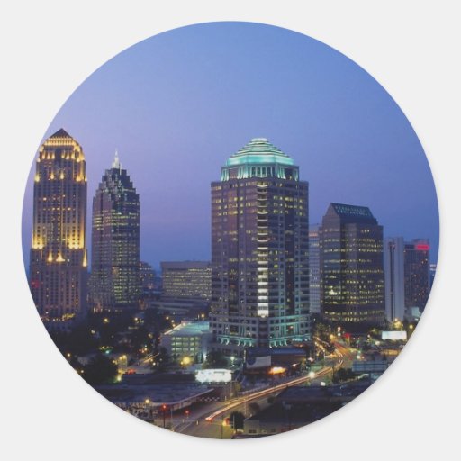 Evening falls over Atlanta, Georgia, U.S.A. Sticker