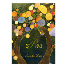 Evening Garden Love Trees Monogram Save the Date Custom Invitation