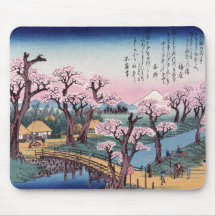 Evening Glow at Koganei Bridge, Ando Hiroshige Mousepads
