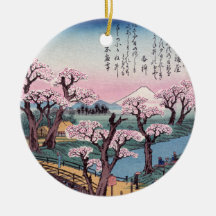 Evening Glow at Koganei Bridge, Ando Hiroshige Christmas Ornaments