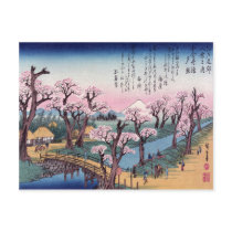 Evening Glow at Koganei Bridge, Ando Hiroshige Post Card