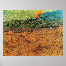 Evening Landscape With Rising Moon Poster