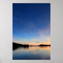 Evening Moon over Quabbin Reservoir Posters
