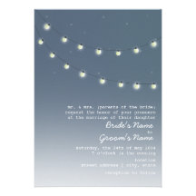 Evening Outdoor Wedding - String Of Lights Personalized Invitations