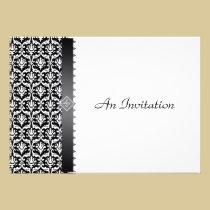 Evening Wedding Reception Black & White Damask invitations