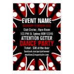 EVENT PARTY Red White Black Mini Flyers Business Cards