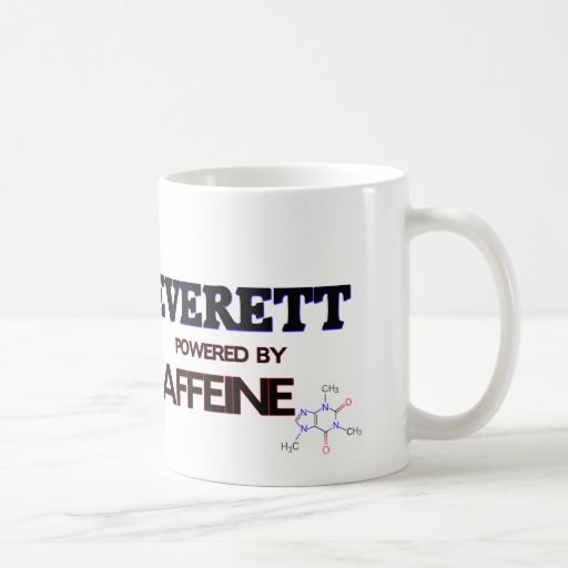 Everett powered by caffeine coffee mug