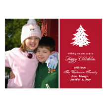Evergreen Tree Card (Happy Christmas Burgandy) Announcements