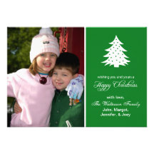 Evergreen Tree Card (Happy Christmas Green) Invites
