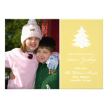 Evergreen Tree Card (Season's Greetings Gold) Invitation