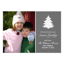 Evergreen Tree Card (Season's Greetings Grey) Custom Announcement