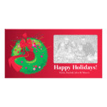 Evergreen Wreath Holiday Greeting Family Photo Car photo cards