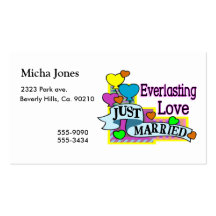 Everlasting Love Just Married Heart Balloons Business Card Templates