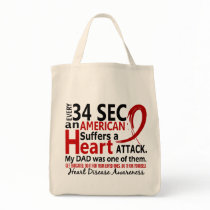 Every 34 Seconds Dad Heart Disease / Attack Canvas Bags