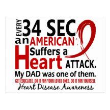 Every 34 Seconds Dad Heart Disease / Attack Postcards