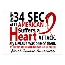 Every 34 Seconds Daddy Heart Disease / Attack Postcard