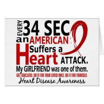 Every 34 Seconds Girlfriend Heart Disease / Attack Greeting Cards