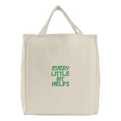 Every , little, bit, helps embroidered tote bags by librariantype