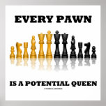 Every Pawn Is A Potential Queen (Reflective Chess) Poster