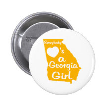 Everybody Loves a Georgia Girl Gold and White Button