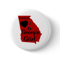 Everybody Loves a Georgia Girl Red and Black Pinback Buttons