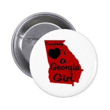 Everybody Loves a Georgia Girl Red and Black Pinback Buttons