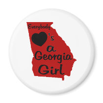 Everybody Loves a Georgia Girl Red and Black Refrigerator Magnet