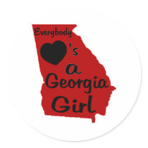Everybody Loves a Georgia Girl Red and Black Stickers