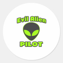 Evil Alien Pilot Sticker