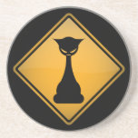 Evil Cat Warning Sign Coasters