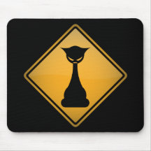 Evil Cat Warning Sign Mousepad