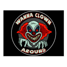 Evil Clown Biker T shirts Gifts Postcard