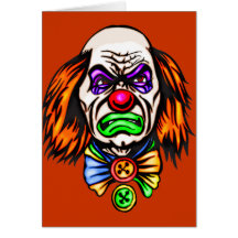 Evil Clown Face Greeting Cards