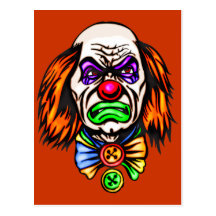 Evil Clown Face Post Cards