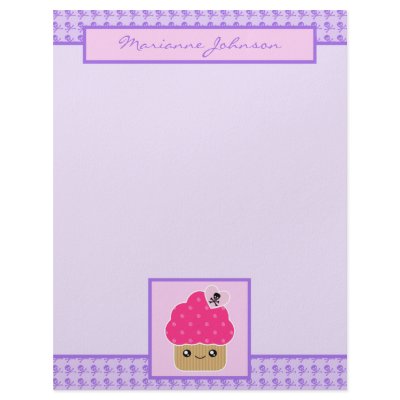 Evil Cute Cupcake Kawaii Stationery Large Customized Letterhead by megakawaii