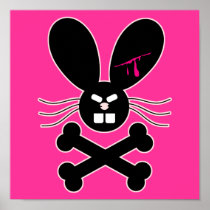 Evil Emo Bunny Crossbones Poster