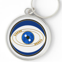 Evil Eye Silver Round Keychain