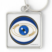 Evil Eye Silver Square Keychain