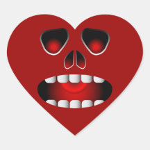 Evil Face Heart Sticker