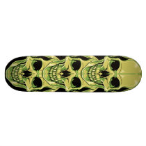 Evil Green Grinning Gothic Skulls Skateboard