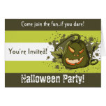 Evil Green Pumpkin Halloween Invitation Greeting Card