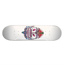 Evil Idol - tribal watercolor caricature Skateboards
