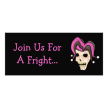 Evil Jester Skull (Pink) Halloween Invites