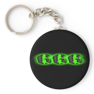 Evil Mark of the Beast Green 666 Keychain by angela65