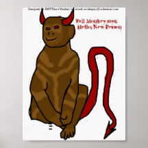 Evil Monkey Greets New Person Print