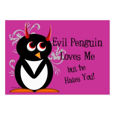 Evil Penguin Anti-Valentines day cards Business Cards by audrart