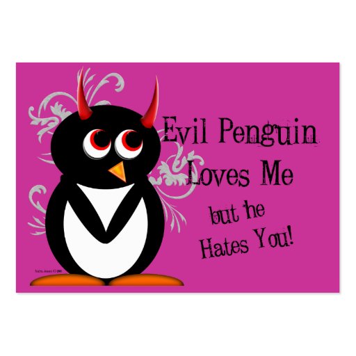 Evil Penguin Anti-Valentines day cards Business Cards
