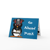 Evil Penguin Police Birthday Card